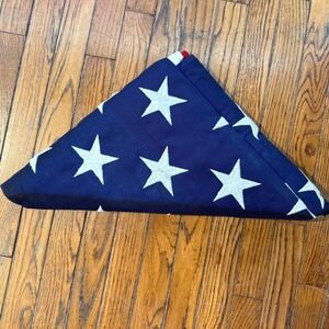 Vintage American Flag Embroidered Stars Ceremonial Triangle Fold Patriotic USA